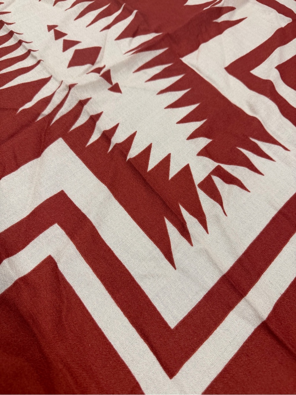 Pendleton Harding Pattern Rust Red, Cream & Light Blue Southwestern Scarf - Picture 5 of 7